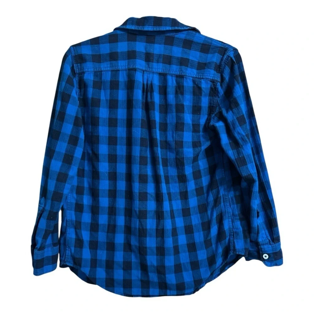 Tucker + Tate Blue and Black Checkered Flannel Shirt, Large (10/12)